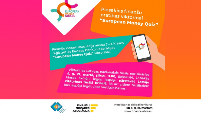 Informācija par pieteikšanos finanšu pratības viktorīnai "European Money Quiz" 