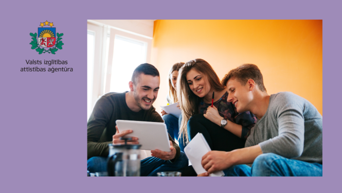 Ilustratīvs attēls - pedagogi mācās, Valsts izglītības attīstības aģentūras logo