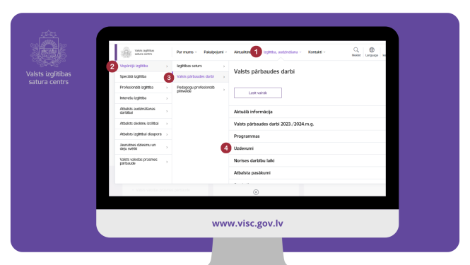 Par piekļuvi valsts pārbaudes darbu uzdevumiem VISC tīmekļa vietnē