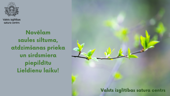 Valsts izglītības satura centra apsveikums Lieldienās, ilustratīvs attēls.